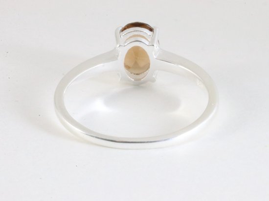 Fijne hoogglans zilveren ring met rookkwarts afbeelding 3