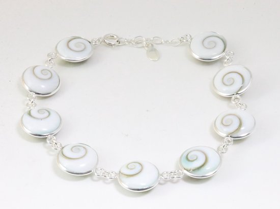 Zilveren armband met shiva oog schelp afbeelding 1
