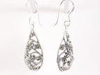 Opengewerkte druppelvormige zilveren oorbellen met marcasiet afbeelding 2