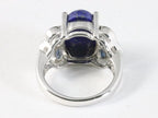 Hoogglans zilveren ring met lapis lazuli en blauwe saffier afbeelding 3