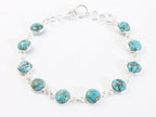 Fijne zilveren armband met blauwe koperturkoois afbeelding 1