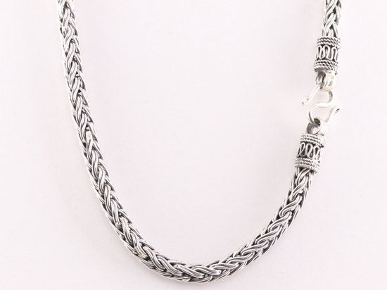 Traditionele zware zilveren vossenstaart ketting met Balinese sluiting afbeelding 3