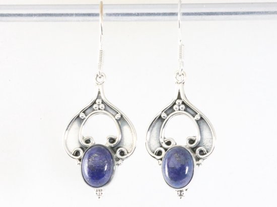 Bewerkte zilveren oorbellen met lapis lazuli afbeelding 3