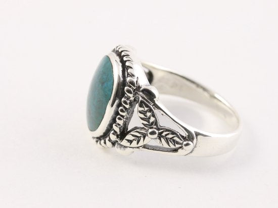 Bewerkte zilveren ring met chrysocolla afbeelding 2