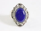 Zware bewerkte zilveren ring met lapis lazuli afbeelding 4