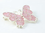 Zilveren vlinder broche met roze parelmoer afbeelding 2