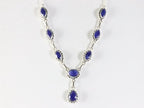Bewerkte zilveren ketting met blauwe saffier afbeelding 3