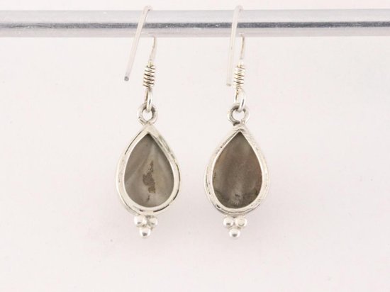Fijne bewerkte zilveren oorbellen met flint agaat afbeelding 3