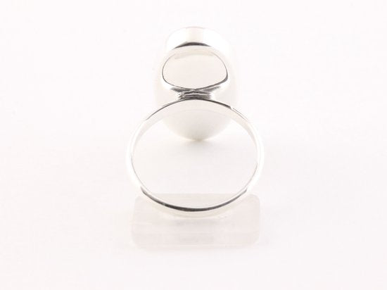 Ovale hoogglans zilveren ring met abalone schelp afbeelding 3