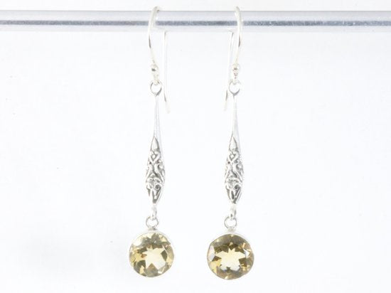 Lange bewerkte zilveren oorbellen met citrien afbeelding 4