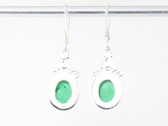 Bewerkte zilveren oorbellen met jade afbeelding 2