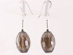 Lange zilveren oorbellen met rookkwarts afbeelding 2