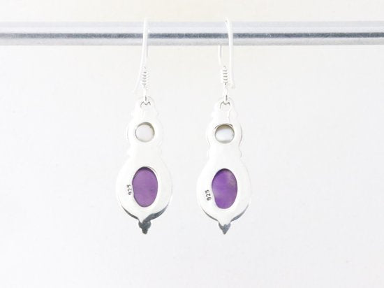 Fijne zilveren oorbellen met amethist en parel afbeelding 2