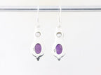 Fijne zilveren oorbellen met amethist en parel afbeelding 2