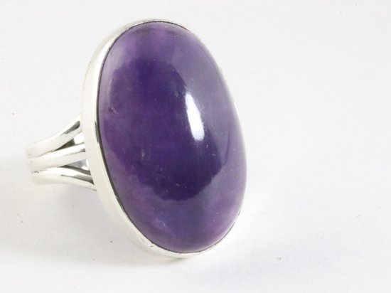 Grote ovale zilveren ring met amethist afbeelding 1