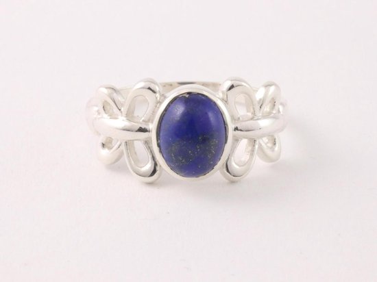 Opengewerkte zilveren ring met lapis lazuli afbeelding 2