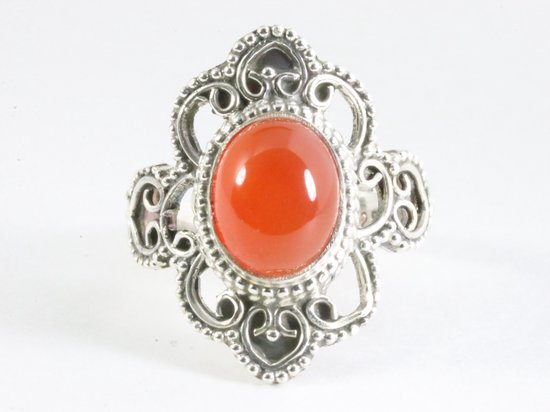 Opengewerkte zilveren ring met carneool afbeelding 4