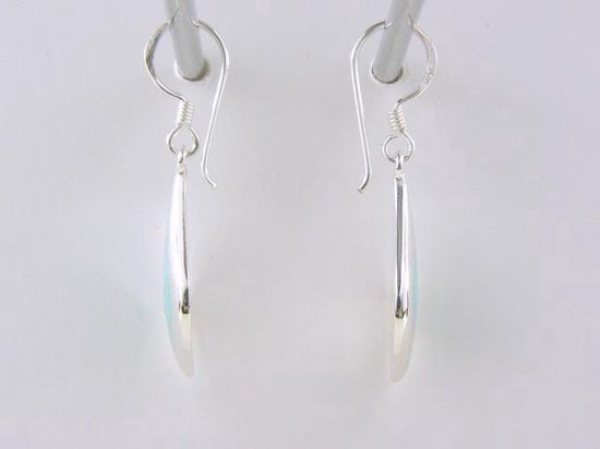 Druppelvormige zilveren oorbellen met groene turkoois afbeelding 2