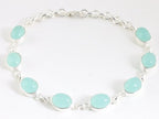 Hoogglans zilveren armband met aqua chalcedoon afbeelding 1