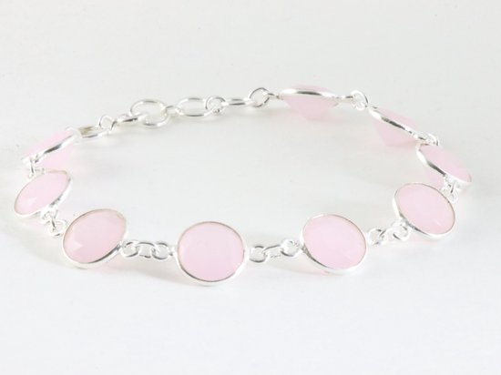 Zilveren armband met rozenkwarts afbeelding 2
