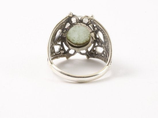 Opengewerkte zilveren ring met groene aventurijn afbeelding 3