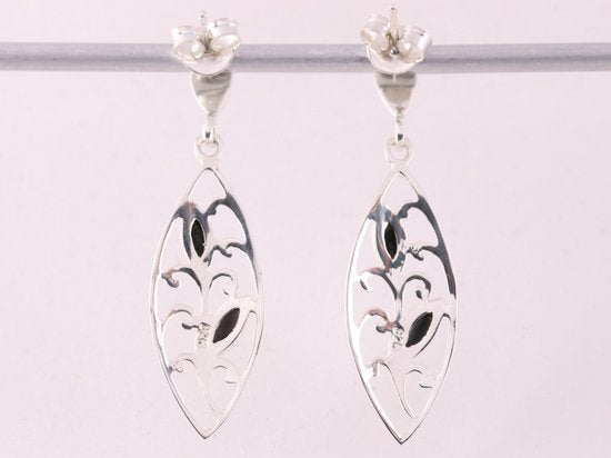 Opengewerkte zilveren oorstekers met malachiet afbeelding 3