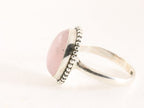 Bewerkte ovale zilveren ring met rozenkwarts afbeelding 2