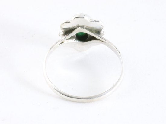 Fijne bewerkte zilveren ring met jade afbeelding 3
