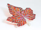 Grote zilveren esdoorn blad broche met emaille afbeelding 2