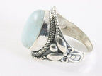 Zware bewerkte zilveren ring met aquamarijn afbeelding 2