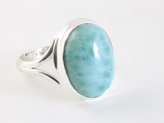 Ovale zilveren ring met larimar afbeelding 1