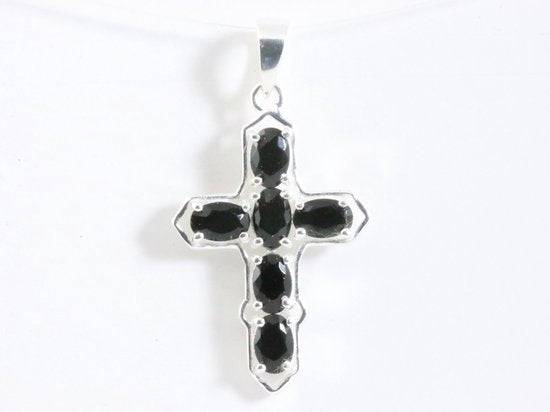Zilveren kruishanger met onyx afbeelding 4