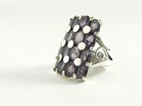 Rechthoekige zilveren ring met amethist afbeelding 5