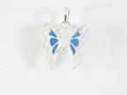 Fijne zilveren vlinder hanger met blauwe schelp afbeelding 3