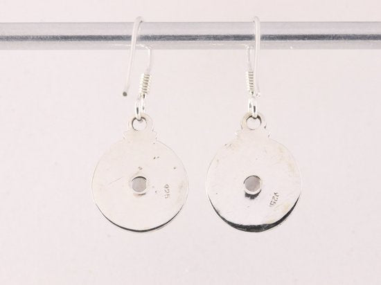 Fijne bewerkte ronde zilveren oorbellen met blauwe lace agaat afbeelding 3