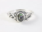 Fijne bewerkte zilveren ring met abalone schelp afbeelding 4