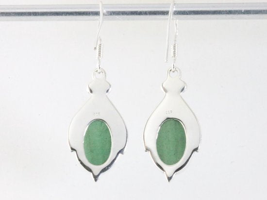 Bewerkte zilveren oorbellen met jade afbeelding 3
