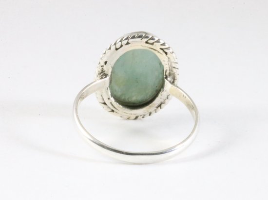 Bewerkte ovale zilveren ring met aquamarijn afbeelding 3