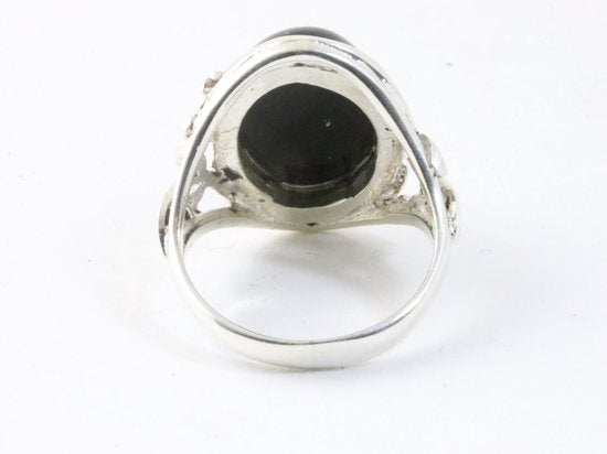 Opengewerkte zilveren ring met onyx afbeelding 3