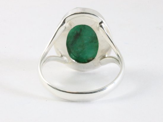 Ovale zilveren ring met smaragd afbeelding 3