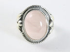 Zware bewerkte zilveren ring met rozenkwarts afbeelding 4