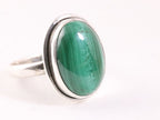 Ovale zilveren ring met malachiet afbeelding 1