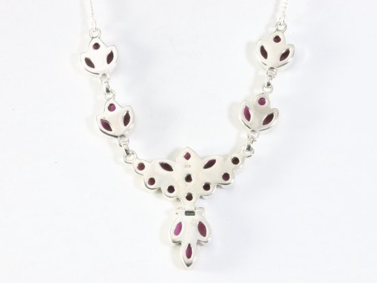 Zilveren collier met robijn stenen afbeelding 3