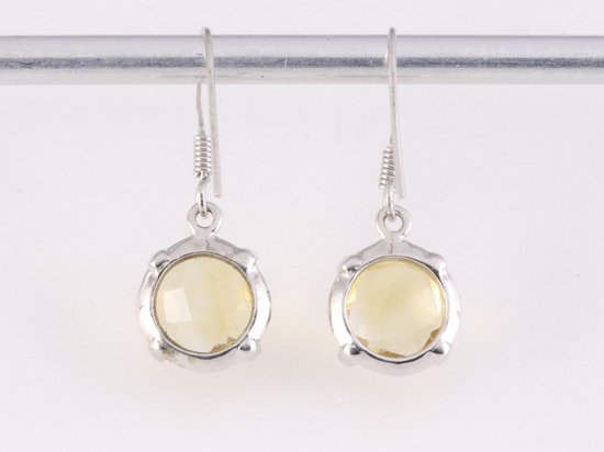Fijne ronde zilveren oorbellen met citrien afbeelding 3
