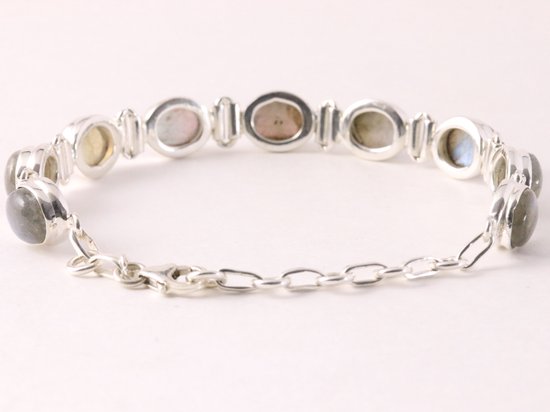 Zware zilveren armband met labradoriet afbeelding 3