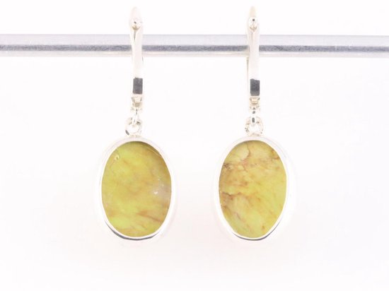 Zilveren oorbellen met appelgroene turkoois afbeelding 3