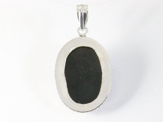 Bewerkte ovale zilveren hanger met Australische opaal afbeelding 3