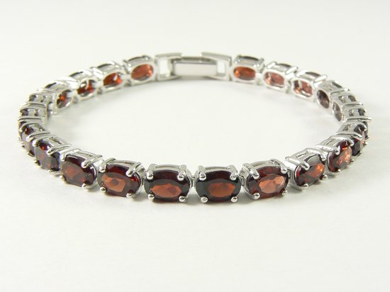 Zilveren tennisarmband met granaat afbeelding 1