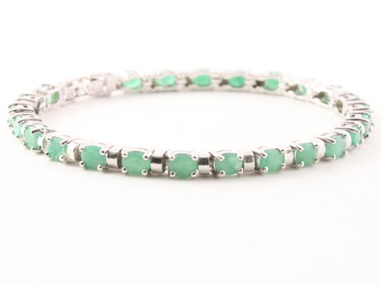 Zilveren tennisarmband met smaragd afbeelding 2