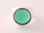 Ronde hoogglans zilveren ring met groene agaat afbeelding 4